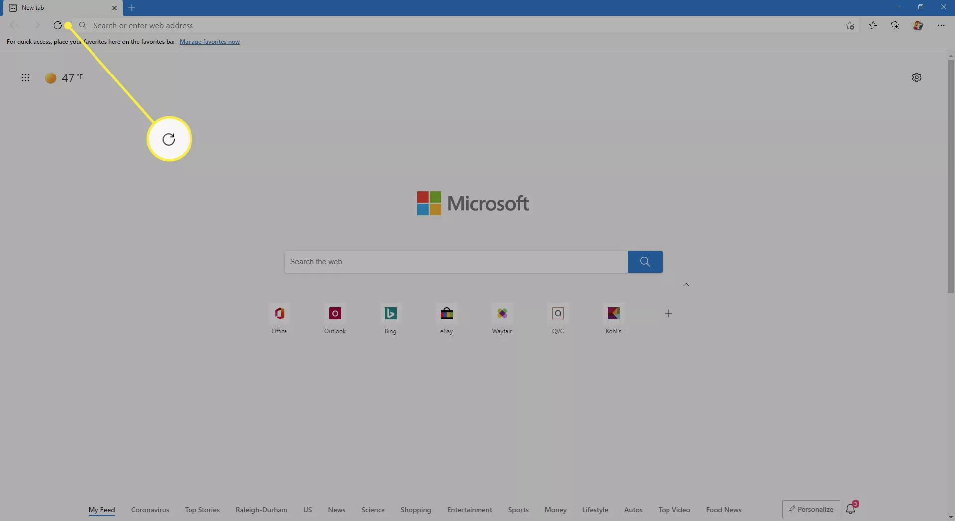 Refresh icon in Microsoft Edge for Windows.