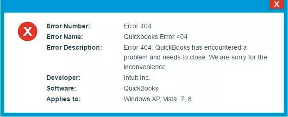 How to fix Quickbooks error 404